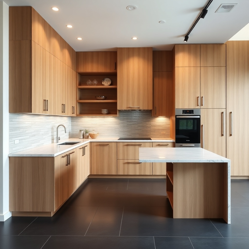 Kashmir-White-Granite-With-Oak-Kitchen-Cabinets-Ideas-The-Sleek-Modern