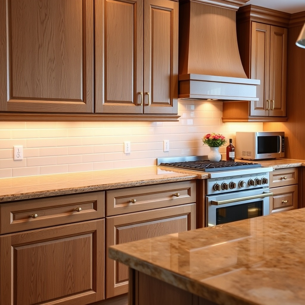 Matching-Honey-Oak-Cabinets-and-Countertops-Design-Ideas-Glamorous_Honey-Oak-and-Gold