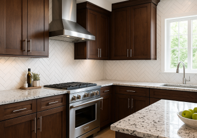 Walnut-Cabinet-Granite-Pairings-Dark-Walnut-White-Ice-Granite