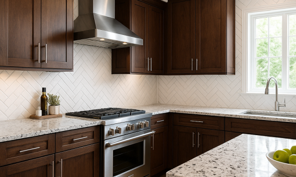 Walnut-Cabinet-Granite-Pairings-Dark-Walnut-White-Ice-Granite