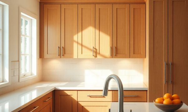 honey-oak-kitchen-cabinets-with-white-countertops