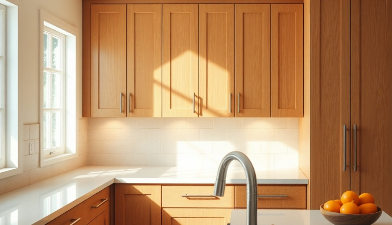 Honey Oak Cabinets + White or Gold Countertops = WOW! honey-oak-kitchen-cabinets-with-white-countertops