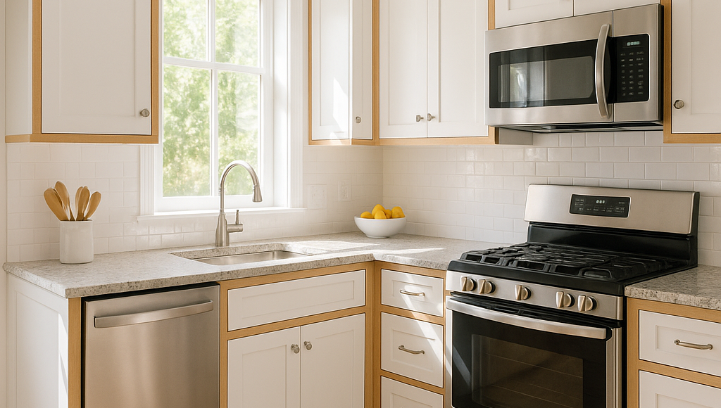 updating-white-cabinets-with-oak-trim