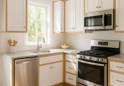updating-white-cabinets-with-oak-trim