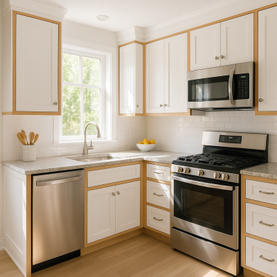 updating-white-cabinets-with-oak-trim