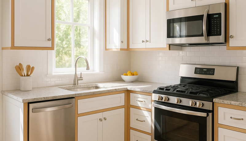 updating-white-cabinets-with-oak-trim