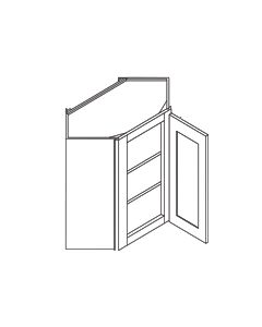 Wall Glass Door Diagonal Corner Cabinet-Shaker Grey